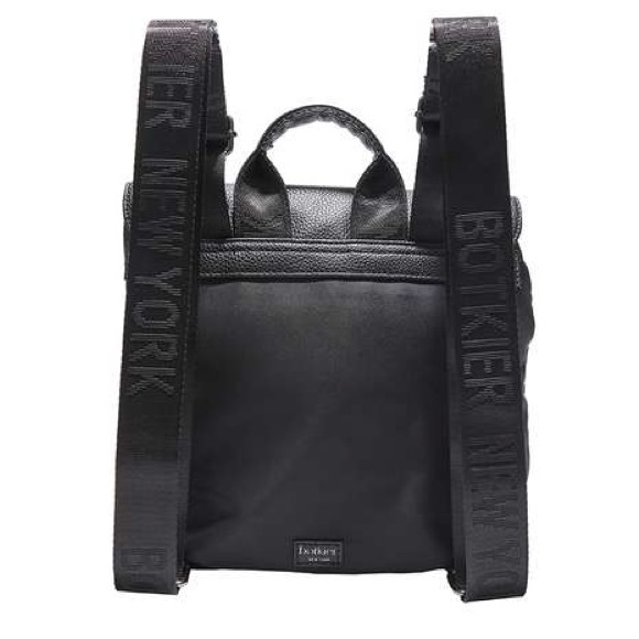NWT Botkier New York Small Trigger Black Pebbled Backpack Bag with Logo Straps - Picture 3 of 11